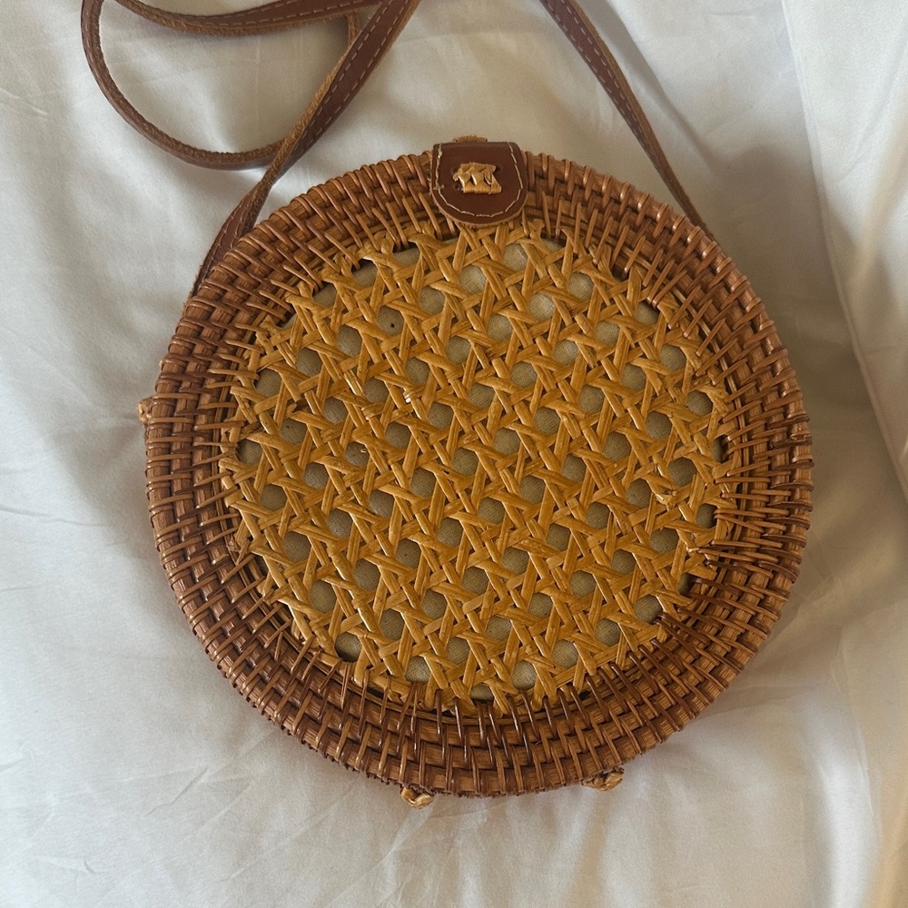 Brown Woven Crossbody Bag